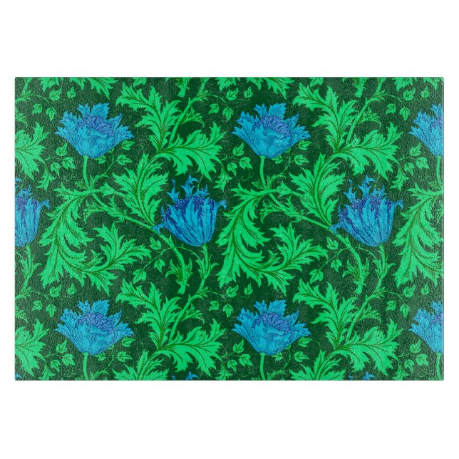 Planche À Découper William Morris Anemone, Emerald Green et Blue (Devant)