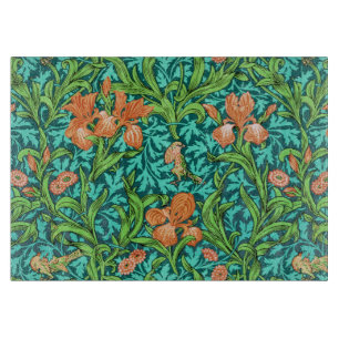 Planche À Découper William Morris Irises, orange et turquoise