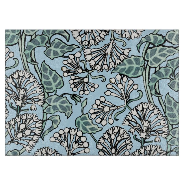 Planche À Découper William Morris Jasmine et Motif Feuille (Devant)