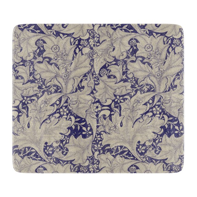 Planche À Découper William Morris Motif Giroflée Bleu Antique (Devant)