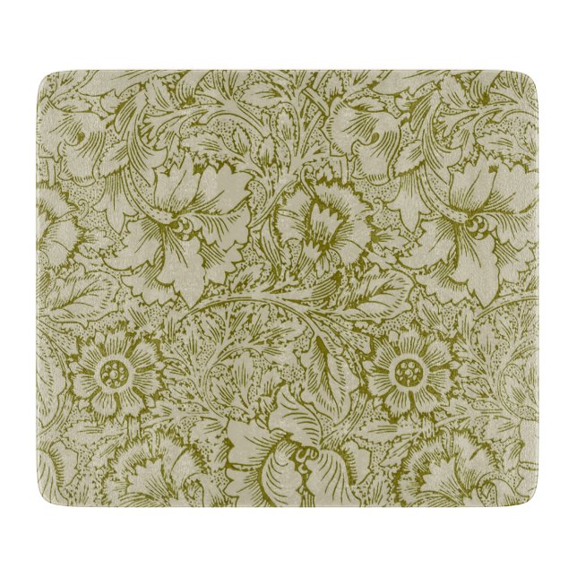 Planche À Découper William Morris Poppy Classic Floral Green (Devant)