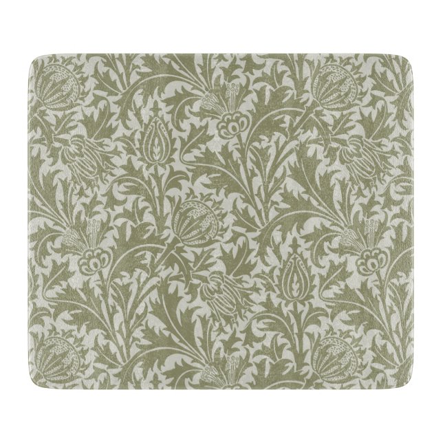 Planche À Découper William Morris Thistle Sage Green Motif (Devant)