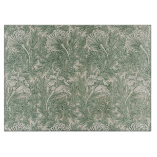 Planche À Découper William Morris tulip fond textile vert