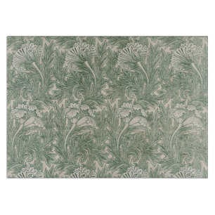 Planche À Découper William Morris Vert Sauge Motif Tulipe : Vintage