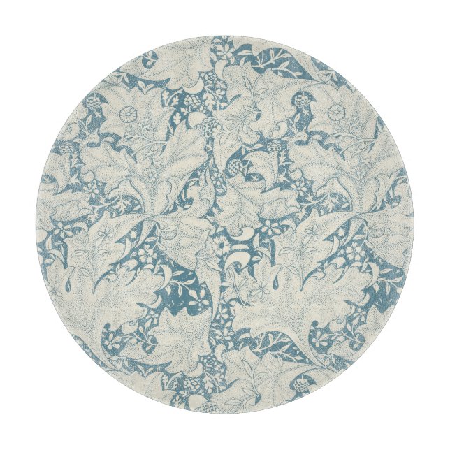 Planche À Découper William Morris Wallflower bleu damas floral (Devant)
