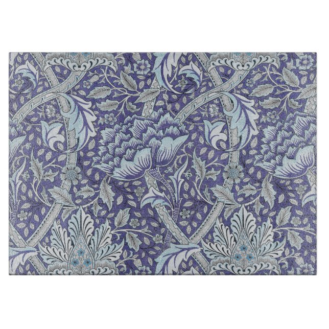 Planche À Découper William Morris Windrush motif floral bleu (Devant)