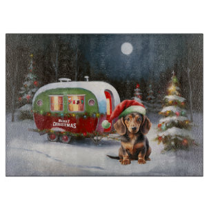 Planche À Découper Winter Dachshund Caravan Christmas Adventure