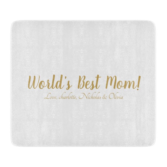 Planche À Découper World’s Best Mom gold custom script mignon (Devant)