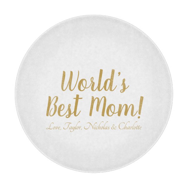 Planche À Découper World’s Best Mom gold custom script mignon (Devant)