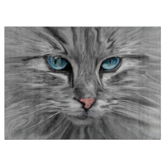 Planche À Découper Yeux de Chat Mignons Peinture à l'Huile Couleur Ea (Devant)