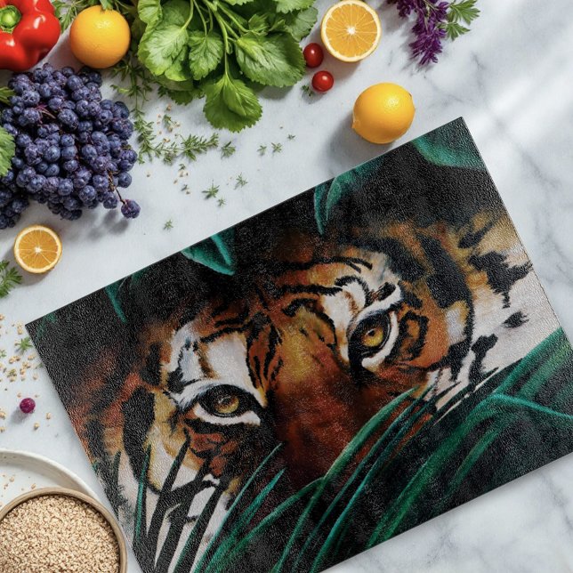 Planche À Découper Yeux de Tigre de la Jungle Verte Intense Feuillage (Créateur téléchargé)