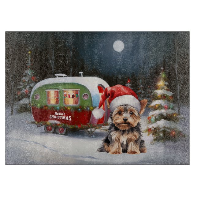 Planche À Découper Yorkshire Terrier Caravan Christmas Adventure (Devant)