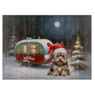Planche À Découper Yorkshire Terrier Caravan Christmas Adventure