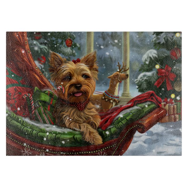 Planche À Découper Yorkshire Terrier Chien Noël Festif (Devant)