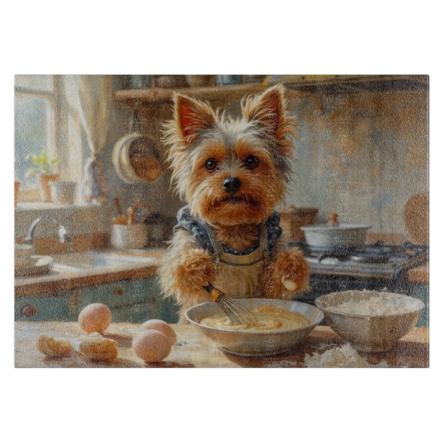 Planche À Découper Yorkshire Terrier Cooking in Kitchen (Devant)