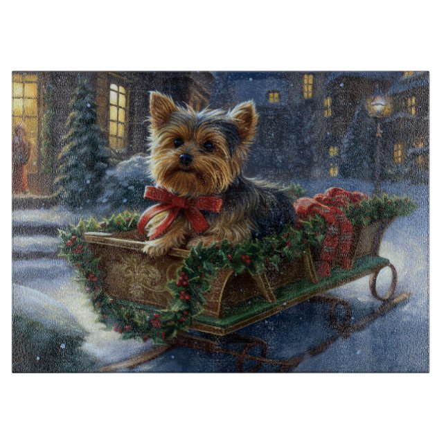 Planche À Découper Yorkshire Terrier Saison de Noël festive (Devant)