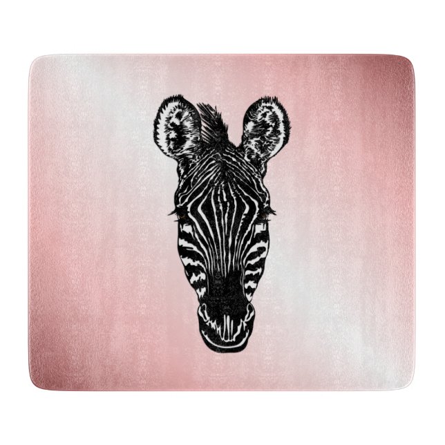 Planche À Découper Zebra Head on Pink (Devant)