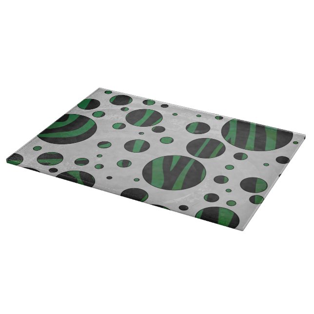 Planche À Découper Zebra noir et vert Polka point (Coin)