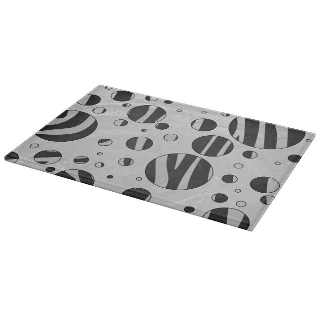 Planche À Découper Zebra Polka point noir et gris clair (Coin)