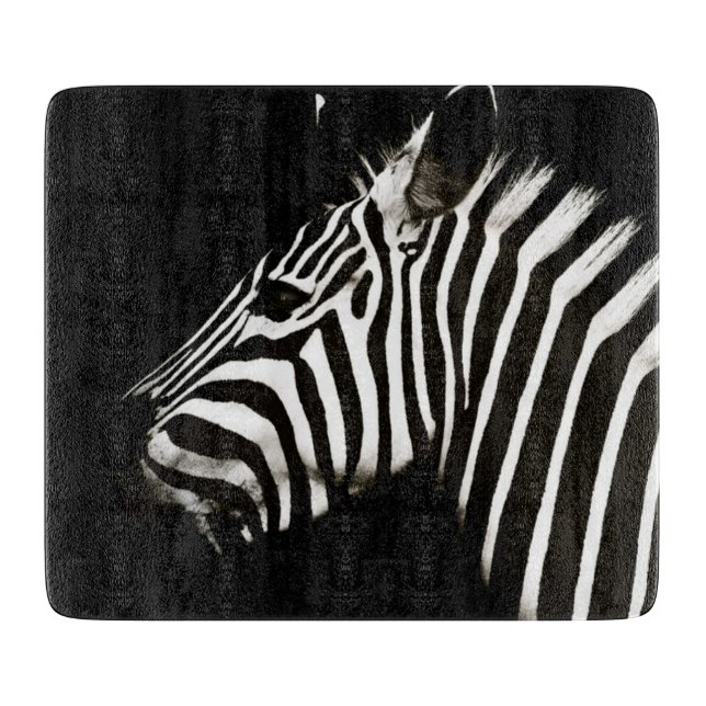 Planche À Découper Zèbre noir et blanc rayures Animal (Devant)