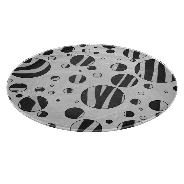 Planche À Découper Zèbre pois noir et gris clair (Coin)