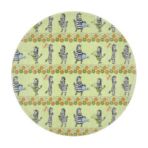 Planche À Découper Zèbres et fruits Motif sans couture