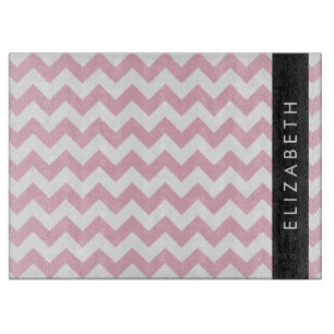 Planche À Découper Zigzag Rose, Chevron Rose, Motif Vague, Votre Nom