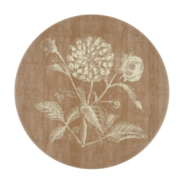 Planche À Découper Zinnia Vintage teintée illustration Brown (Devant)