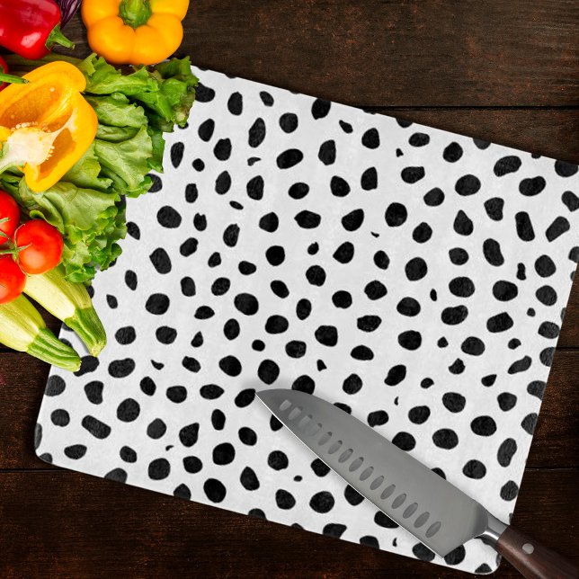 Planche À Découper Zones de guépard noir et blanc (Black And White Cheetah Spots Cutting Board byLooly Elzayat
)