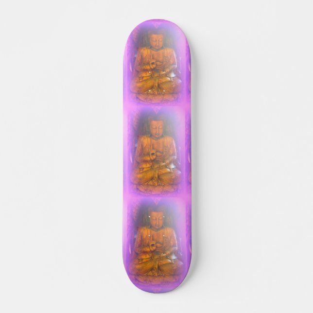 planche à skateboard violette aura buddhas (Devant)