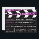 Planche à vitre violet Son Invitation d'anniversai<br><div class="desc">Unique, glamour, amusant avec un look rétro. Un invitation de fête d'anniversaire pour les filles de tous âges, surtout, peut-être, pour les amateurs de cinéma! Tous les textes par défaut (exemples d'informations) peuvent être entièrement customisés avec vos propres mots, et vous pouvez également modifier les polices, les tailles et les...</div>
