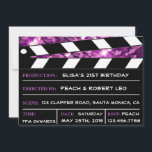 Planche à vitre violet Son Invitation d'anniversai<br><div class="desc">Unique, glamour, amusant avec un look rétro. Un invitation de fête d'anniversaire pour les filles de tous âges, surtout, peut-être, pour les amateurs de cinéma! Tous les textes par défaut (exemples d'informations) peuvent être entièrement customisés avec vos propres mots, et vous pouvez également modifier les polices, les tailles et les...</div>