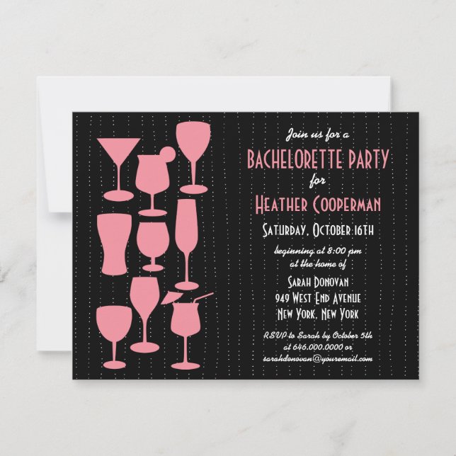 Planche Cocktails Bachelorette Fête Invitation (Devant)