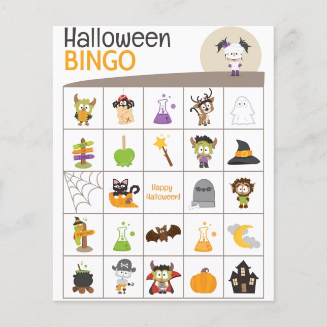 Planche de BINGO Halloween Fille Momie Adorable ! (Devant)