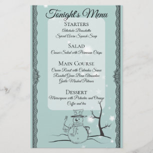 Planche de neige restauration menu dîner de Noël