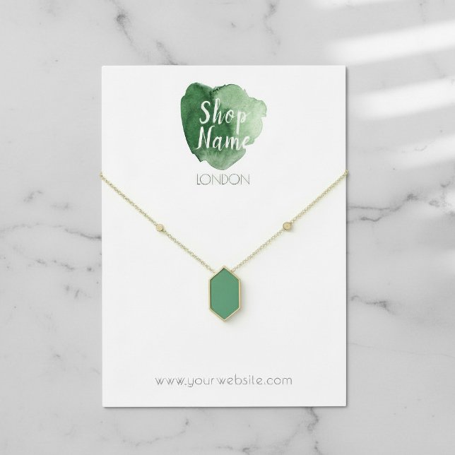 Planche de peinture verte, carte d'affichage de bi (Green paint splash, jewellery display card.)