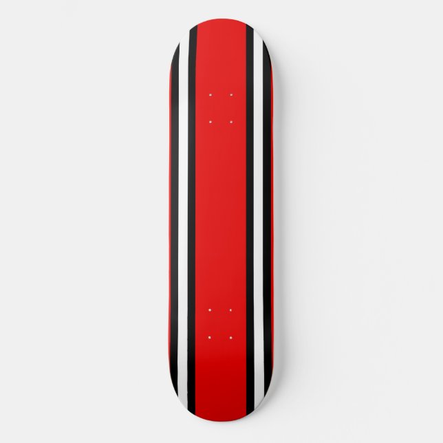 Planche de skateboard à rayures rouges noires et b (Recto)