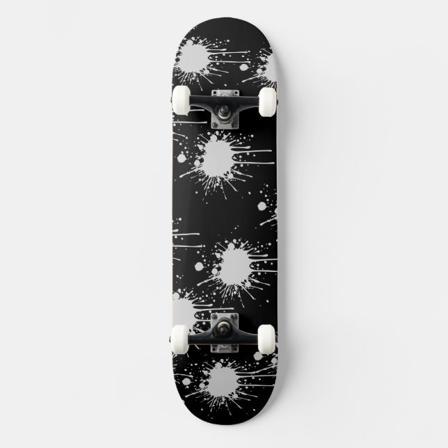 Planche de skateboard Abstraite blanche et noire (Recto)
