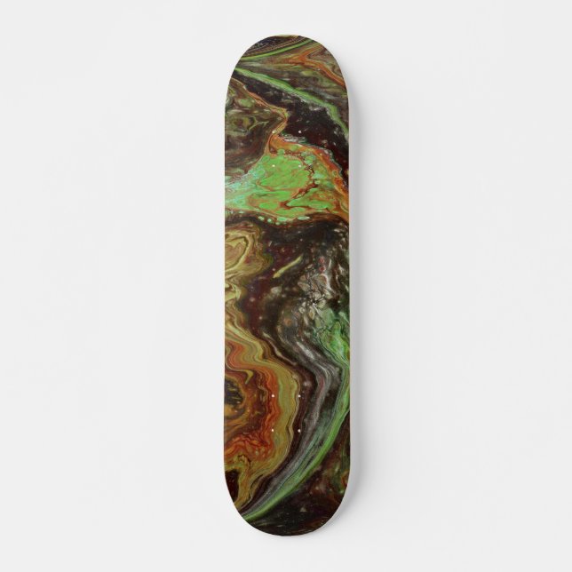 Planche de skateboard abstraite verte sauvage Cald (Devant)