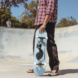 PLANCHE DE SKATEBOARD CHAT NOIR BLEU