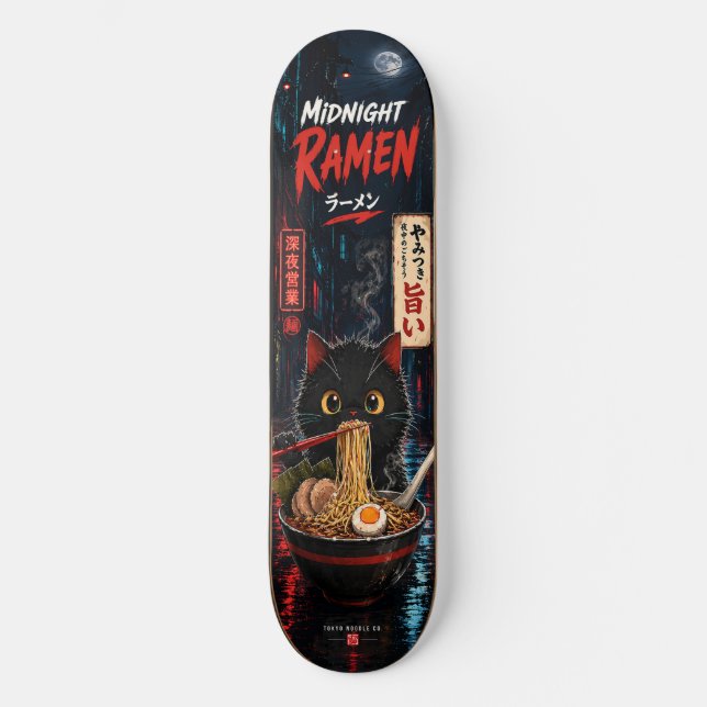 Planche de skateboard Chat Ramen Japonais Mignon A (Recto)