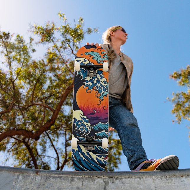 Planche de skateboard d'art de vague rétro de vagu (Extérieur 1)