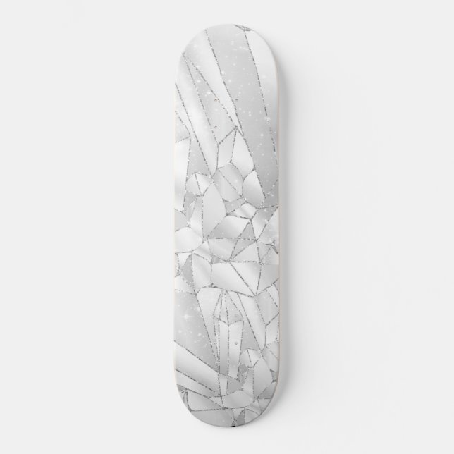Planche de skateboard gris blanc (Recto)