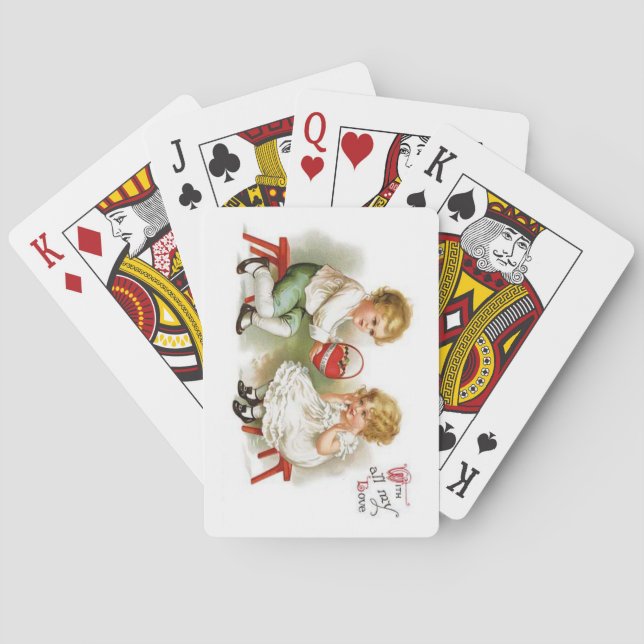 Planche vintage Valentine de cartes à jouer (dos)