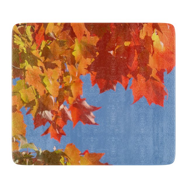 Planches à découper en verre Feuilles d'automne Or (Devant)