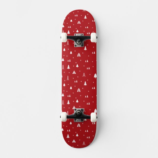 Planches à roulettes avec sapins de Noël et flocon (Recto)