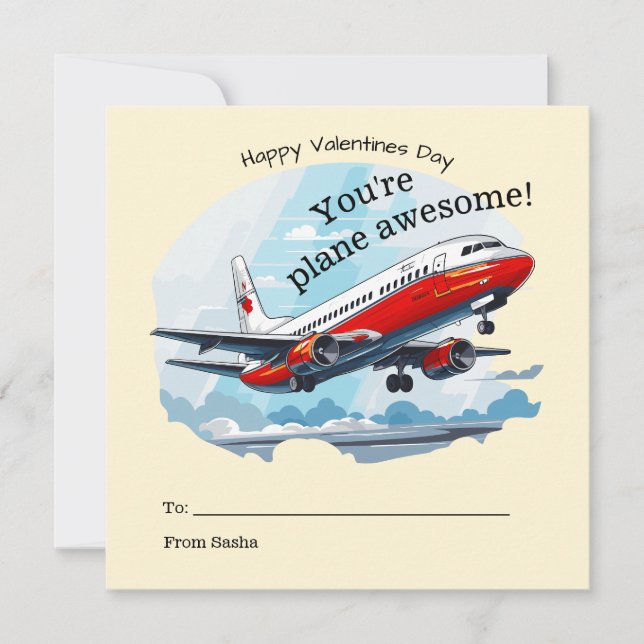 Plane Awesome école Valentine carte (Devant)