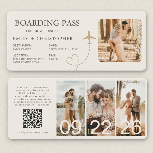 Plane Ticket Destination Wedding Boarding Pass  (Créateur téléchargé)