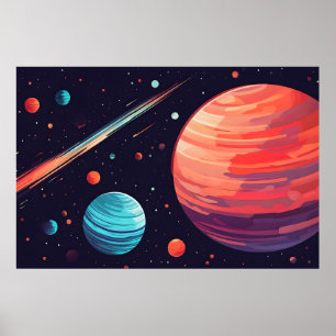 Planet Party - Vibrant Space Art Poster