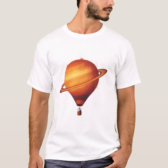 "Planet Voyage" T-shirt graphique montgolfière Sat (Devant)